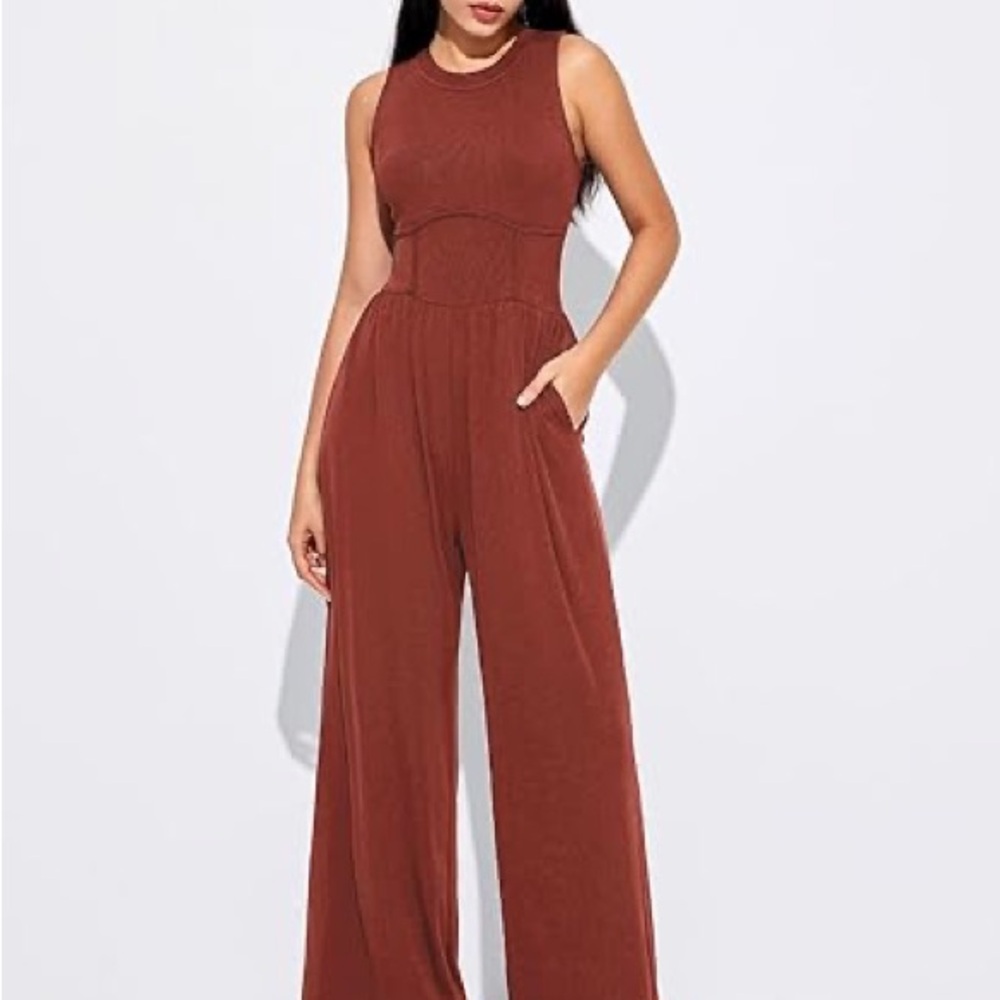 Sleeveless Jumpsuit in Brown